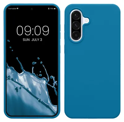Produktbild von kwmobile Handyhülle für Samsung Galaxy A36 5G Hülle - Case Silikon - Kabelloses Laden - Schutzhülle Cover in Karibikblau