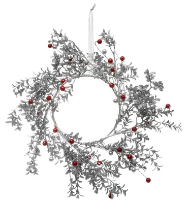 Obrázok produktu pre Adventný veniec, strieborný, plast, Ø 44 cm