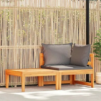 Produktbild von 2-TLG. Garten-Lounge-Set mit Dunkelgrauen Kissen Akazienholz Gartenmöbel Set, Outdoor Balkonset Terrassenmöbel, Gartenlounge Sitzgruppe für Terrasse, Balkon, Garten -B