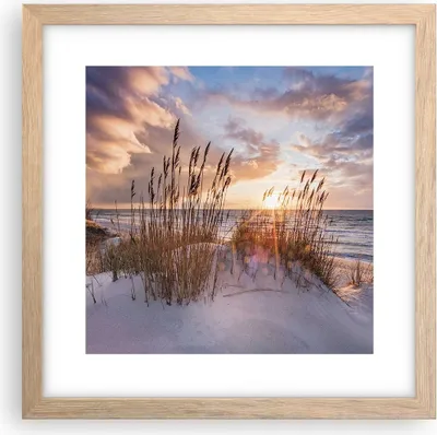 Produktbild von Gerahmtes Poster - Rahmen in heller Eiche - Westen auf der Strand - 30x30 cm - Wand Bild - Wanddeko - Wandbilder - Kunstposter - Wandposter - Bilderrahmen - Bilder - Kunstdruck - P2NAC30x30-4710