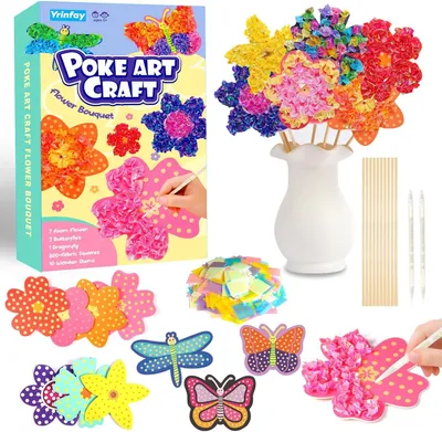 Imagen del producto de Kit de manualidades creativo con 7 flores, 2 mariposas y 1 libélula, ideal para niños de 6 a 12 años, para proyectos de "hazlo tú mismo"