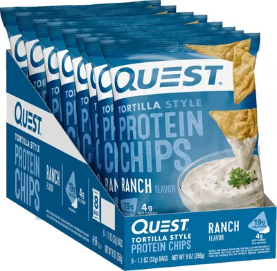 Produktbild von Quest Nutrition Protein Tortilla Chips (8x32g) Ranch - Funktionelle Lebensmittel - Eiweiß-Snacks
