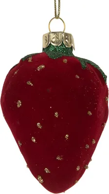 Obrázok produktu pre Clayre & Eef Vianočná visačka jahody 6x5x8 cm červené sklo