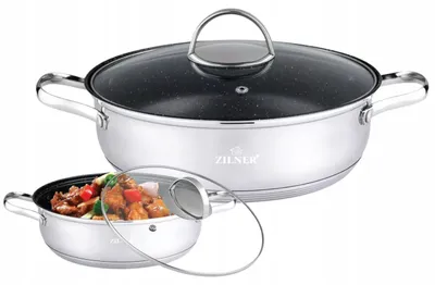 Produktbild von Zilner Topf mit Deckel Edelstahl Induktion 24cm 3.8L Antihaftbeschichtung