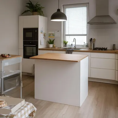 Immagine prodotto di Dmora Isola da Cucina Analiza 90x125x90h cm Bianco Lucido, Modulabile  Italy