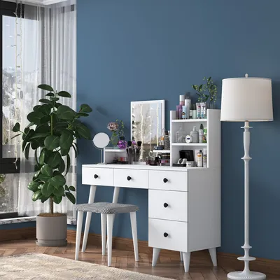 Zdjęcie produktu dla Skye Decor, BJ101 - 2294, Toaletka, 100% MELAMINE COATED SLIPBOARD, biały, 122,2 x 40 x 93,8 cm