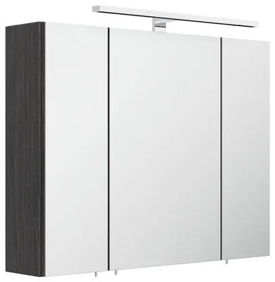 Produktbild von Spiegelschrank 75cm inkl. Design LED-Lampe und Glasböden anthrazit gemasert : Anthrazit gemasert Varianten: Anthrazit gemasert