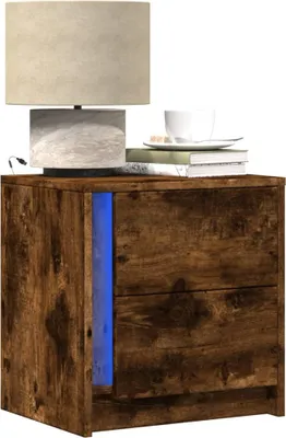 Immagine prodotto di vidaXL Comodino con luci LED in legno di quercia affumicata