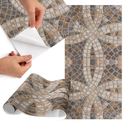 Produktbild von Möbelfolie 50x100 cm - Klebefolie Möbel - Selbstklebende Folie - Folie für Möbel - Möbelfolie Küche - Klebefolie Küche - Möbelfolie Schrank - Wasserdicht - Abwaschbar - Selbstklebend - Luftblasenfrei - Rückstandslos entfernbar - Steinmosaik