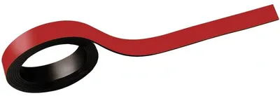 Image de MAUL Bande magnétique 1 m Bande métallique 2 pièces magnétique revêtement plastique inscriptible 1 m x 1 cm x 1 mm rouge