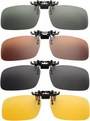 Produktbild von Clip-On Sonnenbrillen für Brillen, polarisiert, UV400 Schutz, 4 Stück, für Autofahren