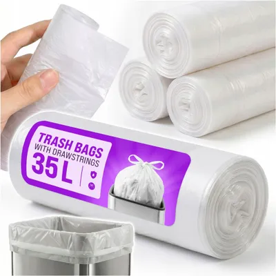 Obrázek produktu pro Odpadkové Sáčky S Páskem, 10 Rolí, 35 L, Průhledné