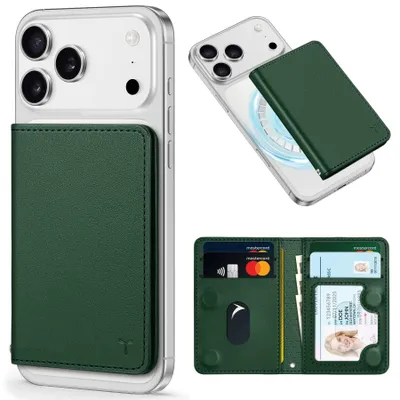 Image de Portefeuille magnétique avec 6 emplacements pour cartes et protection RFID, en vert foncé