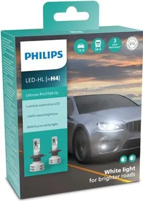 Zdjęcie produktu dla Żarówka Ultinon Pro5100 Hl Led H4, 12V/24V, 5800K, P43T-38 2Szt. (Brak Ece)