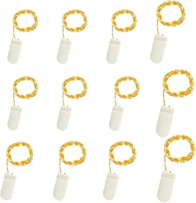 Produktbild von LED Lichterkette mit Batterie 12 Stück 1M 10 LED, Wasserdichte Led Lichterkette für Mini Fläschen zur Party, Hochzeits Deko,Weihnachten, Halloweent
