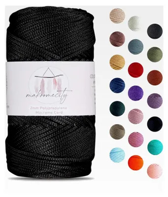 Produktbild von Makramee Garn 2mm x 115m Polyester Makramee Schnur Polypropylen für Handwerk und Wohndekorationen in 20 Farben