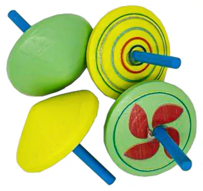 Produktbild von 4er-Set bunte Holzkreisel -, KI-generiertes Bild