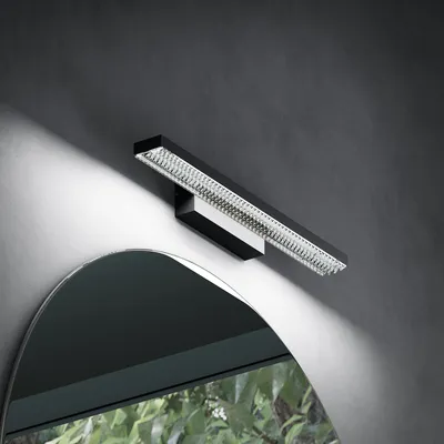 Produktbild von doporro LED Badezimmerleuchte Sandschwarz 40cm - 9W Spiegellampe 6000K (Tageslichtweiß) - Stylische Wandleuchte für Badbeleuchtung Leuchtschein