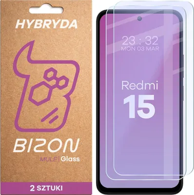 Produktbild von Flexibles Hybridglas für Xiaomi Redmi 15 5G, Bizon Glass Mule Duo, 2 Stück