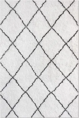 Produktbild von Schwarze Linien Muster Nachahmung Plüsch – Vinylteppich – 140x210 cm – Indoor Teppich – Flur – Pflegeleicht – Modern