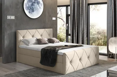 Produktbild von Kontinentales Bett 160x200 CARMEN LUX – beige 1 + GRATIS-Topper