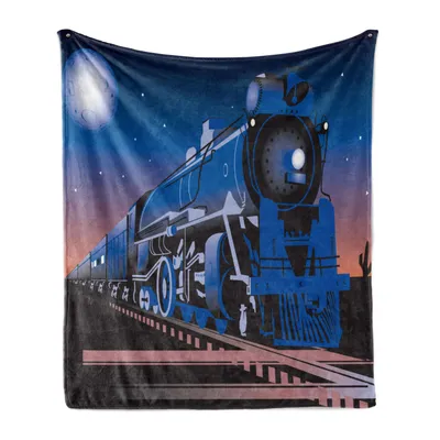 Produktbild von ABAKUHAUS Zug Weich Flanell Fleece Decke, Aus Richtung Horizont Dämmerung, Gemütlicher Plüsch für den Innen- und Außenbereich, 125 x 175 cm, Mehrfarbig