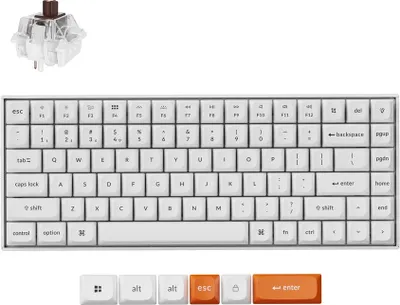 Image de Keychron K2 Max Clavier mécanique sans fil Blanc, Bluetooth, 2.4GHz, Blanc LED, Hot-swap, QWERTY US Layout, Super Switch Brown - K2M-O3
