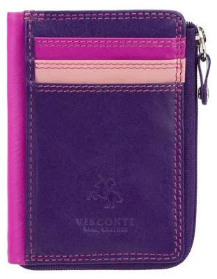 Immagine prodotto di Portafoglio da donna in pelle Visconti, color fragola, dimensioni 11x8 cm