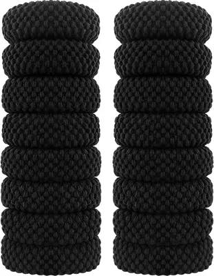 Produktbild von Hanyousheng 16 schwarze, breite und dicke Haargummis aus elastischer Baumwolle für Damen und Mädchen – weiche Haarbänder mit starkem Stretch für dickes Haar