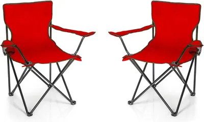 Produktbild von Campingstuhl BigDean 2 x Klappstühle, roter Campingstuhl, Angelstuhl mit Getränkehalter und Tragetasche, Angelstuhl, Klappstuhl, Klappstuhl, Gartenstu