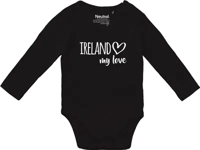 Produktbild von Huuraa Baby Body Ireland my love 80 Black  Baumwolle Fairtrade Langarmbody Geschenkidee
