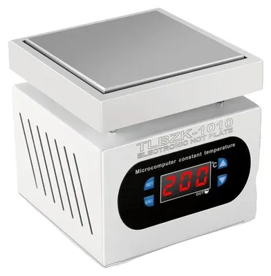 Zdjęcie produktu dla Stacja grzewcza, wymiary 150 mm x 150 mm, moc 500 W, zakres temperatur 0-400°C, napięcie 220 V, konstrukcja bez wentylatora