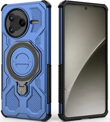 Produktbild von Robuste Handyhülle für Xiaomi Poco F7 Pro/Redmi K80 mit Ringhalter Ständer Stoßfest, Magnetisch, Dual-Layer Schutz Blau
