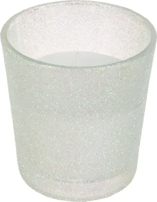 Produktbild von Glitterkerze h.8cm 90 gr mit weißem glasbehälter - Feeric Lights & Christmas