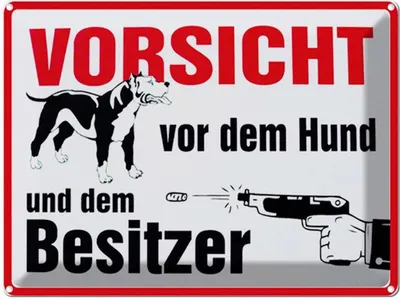 Produktbild von vianmo Blechschild 30x40 cm Tiere Vorsicht vor Hund und Besitzer Spruch Zitat