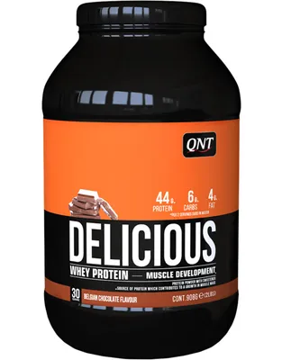 Immagine prodotto di QNT Delicious Whey Protein 908 g Cioccolato Belga / Proteine del siero del latte / Deliziosa miscela di proteine del siero del latte dal gusto straordinario