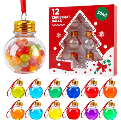 12 transparente Weihnachtskugeln zum Befüllen mit Stickern