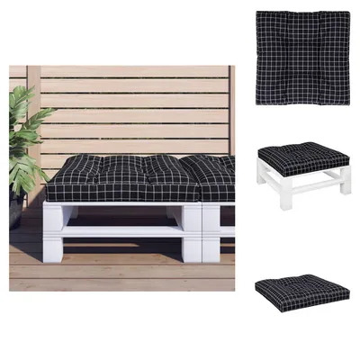 Immagine prodotto di vidaXL Cuscino per pallet Nero Motivo a quadri 80x80x12 cm Tessuto - Cuscino per seduta