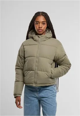 Zdjęcie produktu dla Dámská zimní bunda Urban Classics Ladies Peached Puffer Jacket With Hood paleolive - XXL