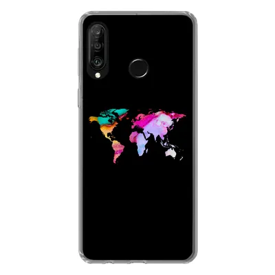 Produktbild von MuchoWow® Handyhülle Schutzhülle Hülle für Huawei P30 Lite Weltkarte - Farbe - Aquarell Silikon Softcase Handy Hülle - Handyhülle