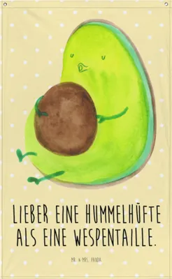 Produktbild von Mr. & Mrs. Panda Wandteppich Avocado Pfeifen - Gelb Pastell - Geschenk, Wandbild, Boho, Diät, Abnehmen, Schwanger, Gobelin, Wandbehang, Stoffbild