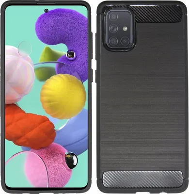 Obrázek produktu pro cofi1453® Silicone Case Bumper Carbon kompatibilní s pouzdrem SAMSUNG GALAXY A51 A515F TPU Soft Mobile Phone Case Cover Protective Cover Black
