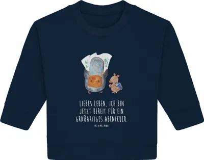 Produktbild von Mr. & Mrs. Panda Organic Baby Pullover Pinguin & Maus Wanderer 6. - 12. Monat - French Navy - Geschenk, Wandern, Abenteuer, Bullover, Ausflug