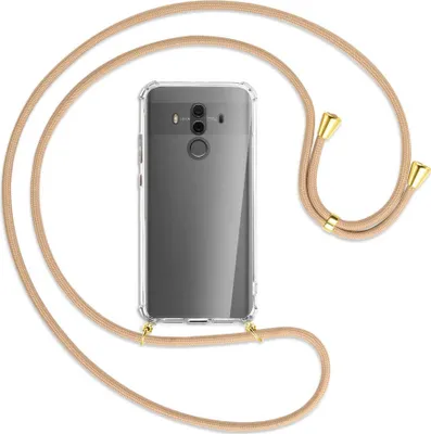 Produktbild von Handykette Backcover-Schutzhülle mit Band (Metall goldfarben) für Huawei Mate 10 Pro - beige