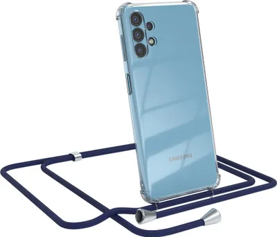 Produktbild von EAZY CASE Handykette kompatibel mit Samsung Galaxy A32 5G, Handyhülle mit Umhängeband, Handykordel, Schutzhülle Clear, Band in Blau