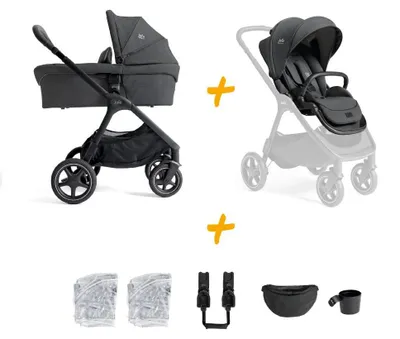 Productafbeelding van Joie Finiti kinderwagen – Beste koop 2025, inklapbaar, UPF 50+, vering voor alle vier wielen, inclusief regenbescherming en transporttas, kleur: Ebony
