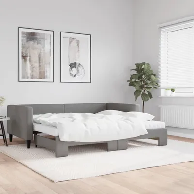 Zdjęcie produktu dla VidaXL 3196597, sofa rozkładana, Szary, Pianka, Metal, Poliester, Drewno, 2230 mm, 1000 mm