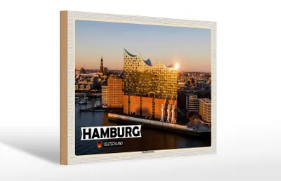 Produktbild von Holzschild Städte Hamburg Elbphilharmonie 30x20cm Geschenk