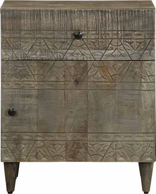Immagine prodotto di Comodino Grigio Chiaro 50x33x60 cm in Legno Massello di Mango