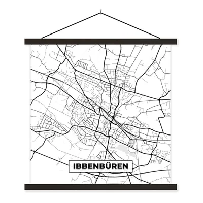 Produktbild von MuchoWow® Textilposter Ibbenbüren - Karte - Stadtplan 40x40 cm mit schwarzem Rahmen - Fotos